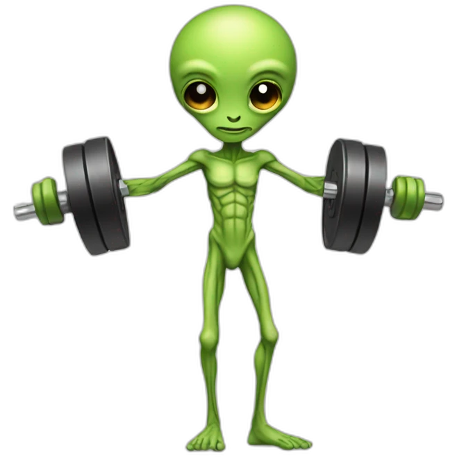 skinny alien with dumbbells emoji