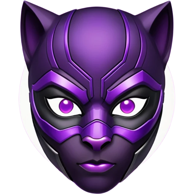 Black Panther superhero face only, black cat-like mask, purple energy aura emoji