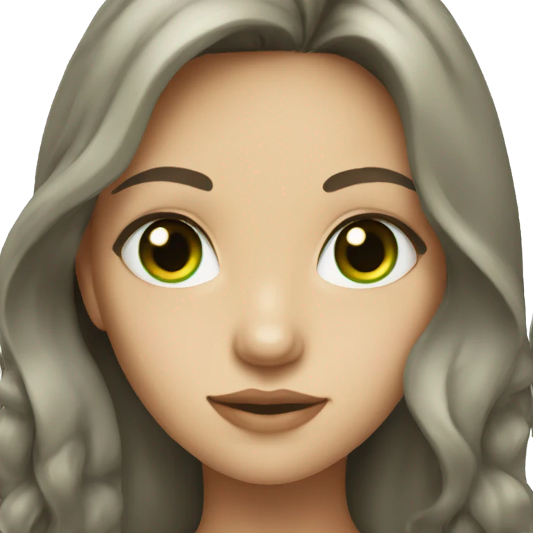 girl with dark brown hair and green eyes emoji