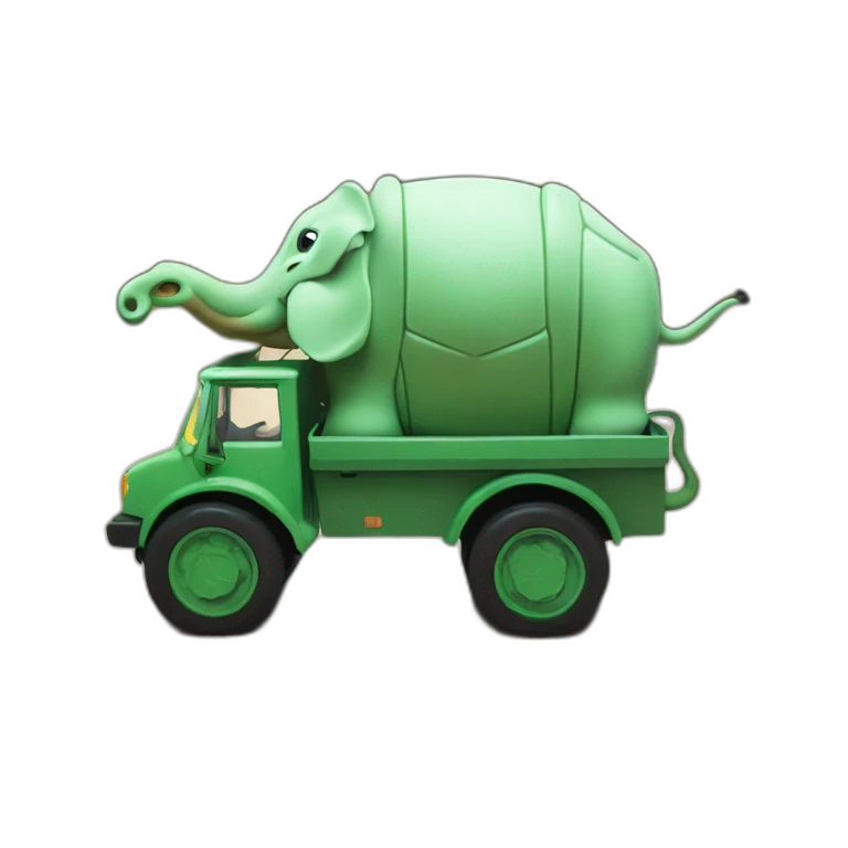 Tortue sur elephant sur camion emoji