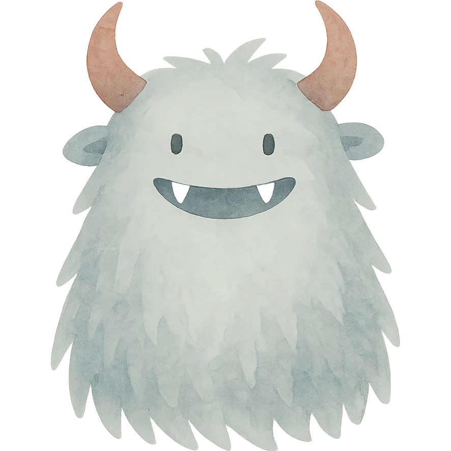 a big hairy monster with horns and sharp teeth, watercolor style, suitable for the animal and nature section of emojis emoji