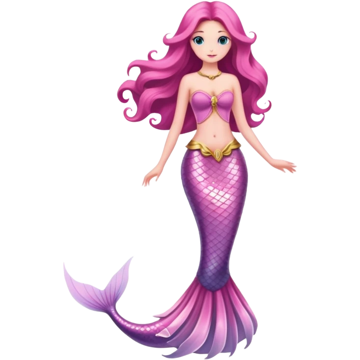 Mermaid queen, pink, elegant, full body emoji