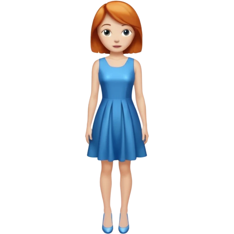 woman lshort ginger hair blue shiney dress full body emoji