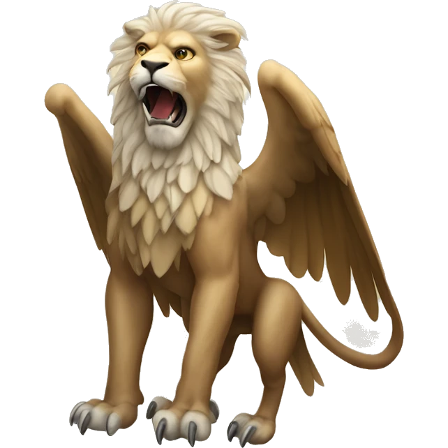 a legendary creature with the body, tail, and back legs of a lion, the head and wings of an eagle, and talons on the front legs emoji