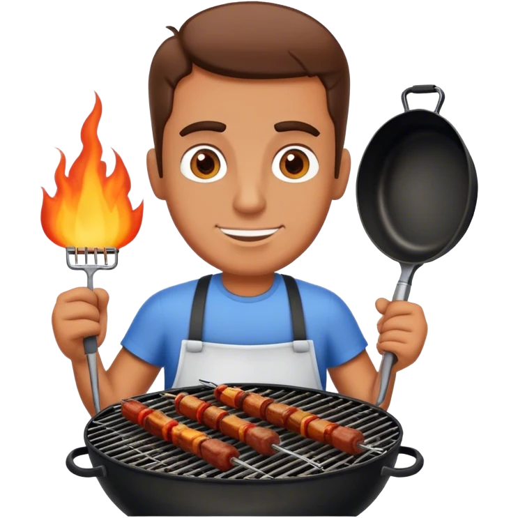 Guy with a bbq pit emoji
