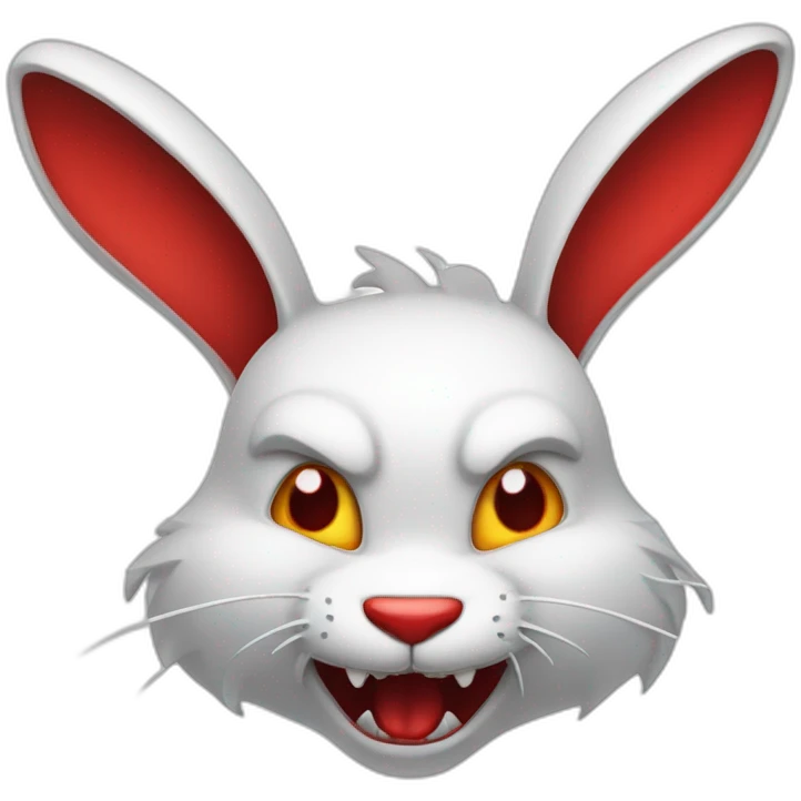 evil white rabbit with sharp fangs with red around mouth emoji
