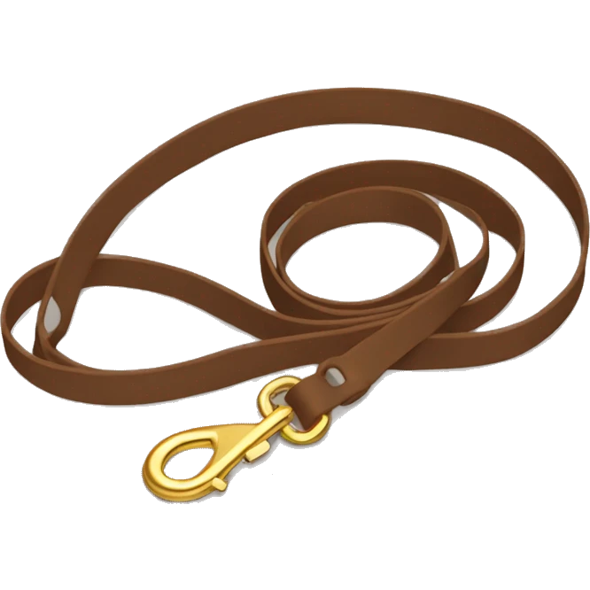 Brown dog leash with golden carabiner emoji