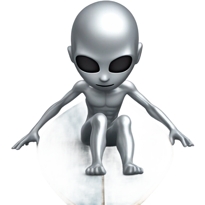 Silver surfer sad on surf board emoji