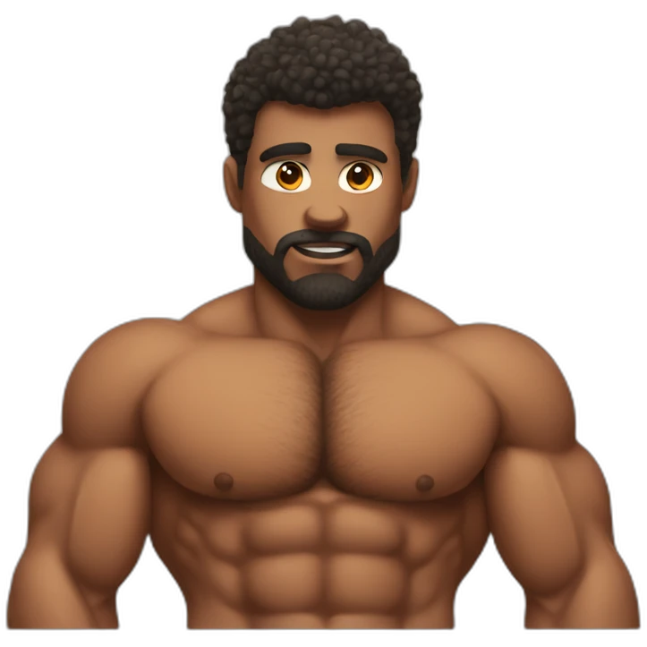 muscle man with hairy chest emoji