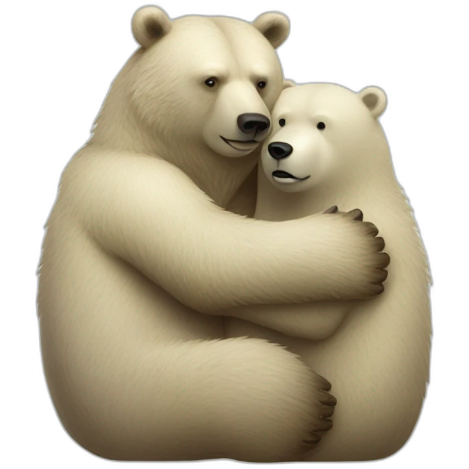 grizzly bear and polar bear hugging emoji