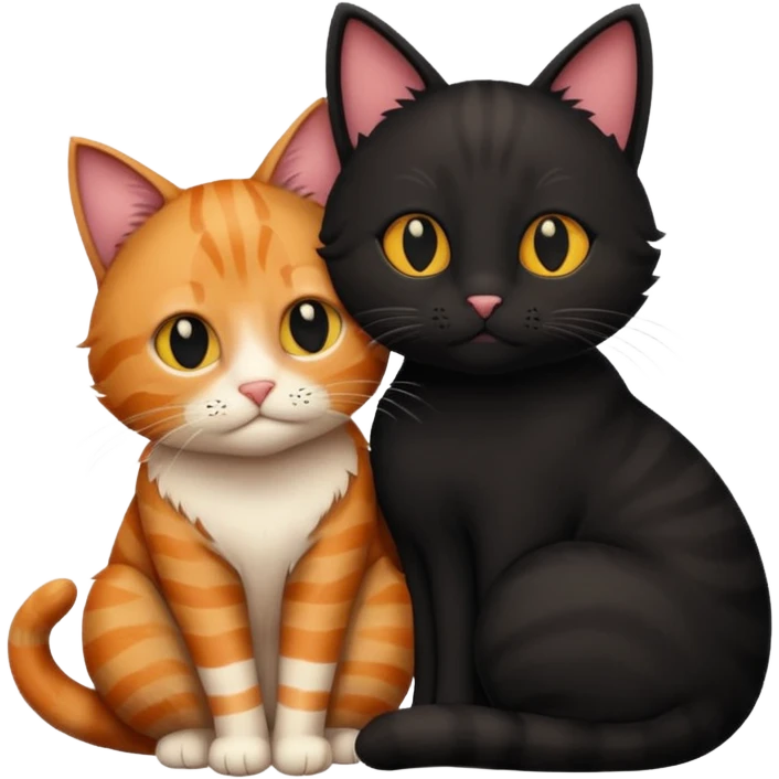 Tabbi ginger cat hug bommby black cat emoji
