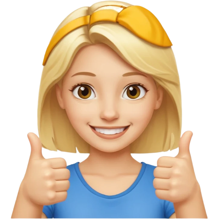 Double thumbs up blonde girl smilingemoji emoji