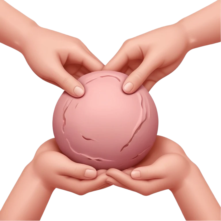 two hands kneading a small pink ball of clay in a prepping manner emoji