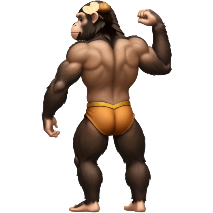 Standing chimpanzee from the back emoji