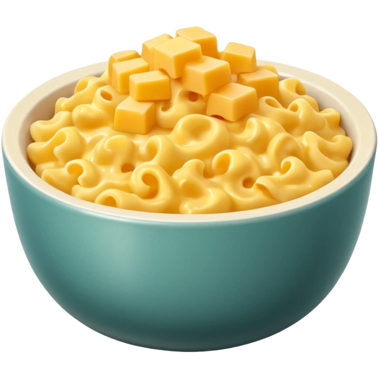 Fried Scrambled eggs and Mac and cheese in a fancy tall narrow bowl emoji