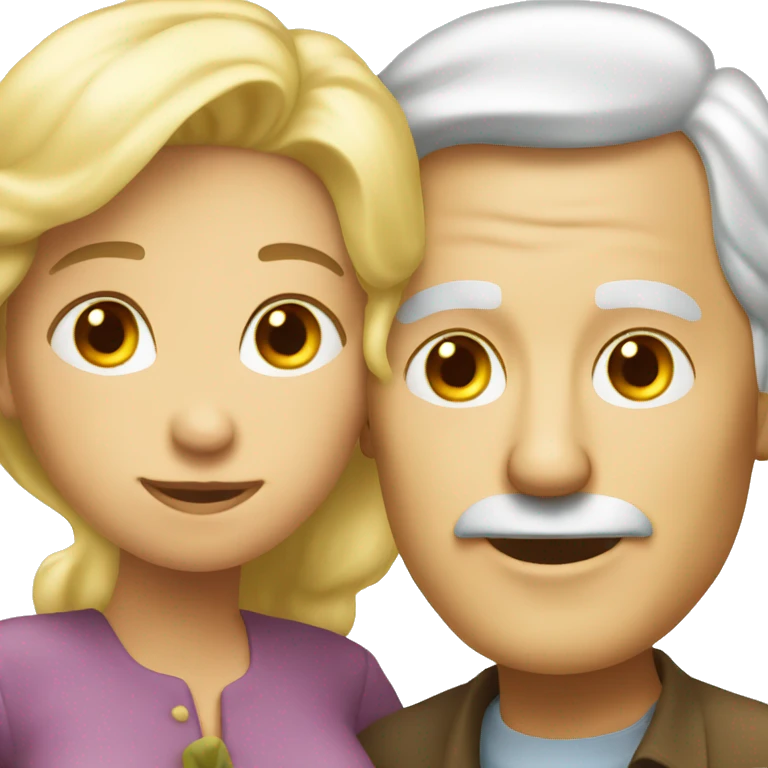 An old man and blonde woman love emoji