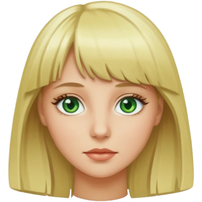 Blonde megan fox with green eyes and bangs emoji