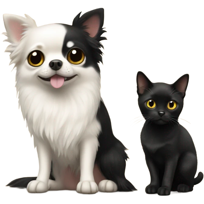 Fluffy chihuahua with black cat emoji