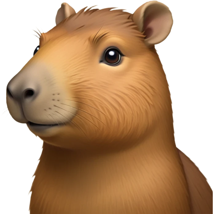 cinematic-noble-capybara-portrait-emoji,-poised-and-serene,-with-a-robust,-rounded-build-covered-in-soft,-earthy-fur-and-gentle,-wise-eyes,-simplified-yet-sharp-and-sophisticated-features,-highly-detailed,-glowing-with-a-warm,-natural-glow -simplified-yet-realistic head tilted confidently staring at the camera in a comical way emoji