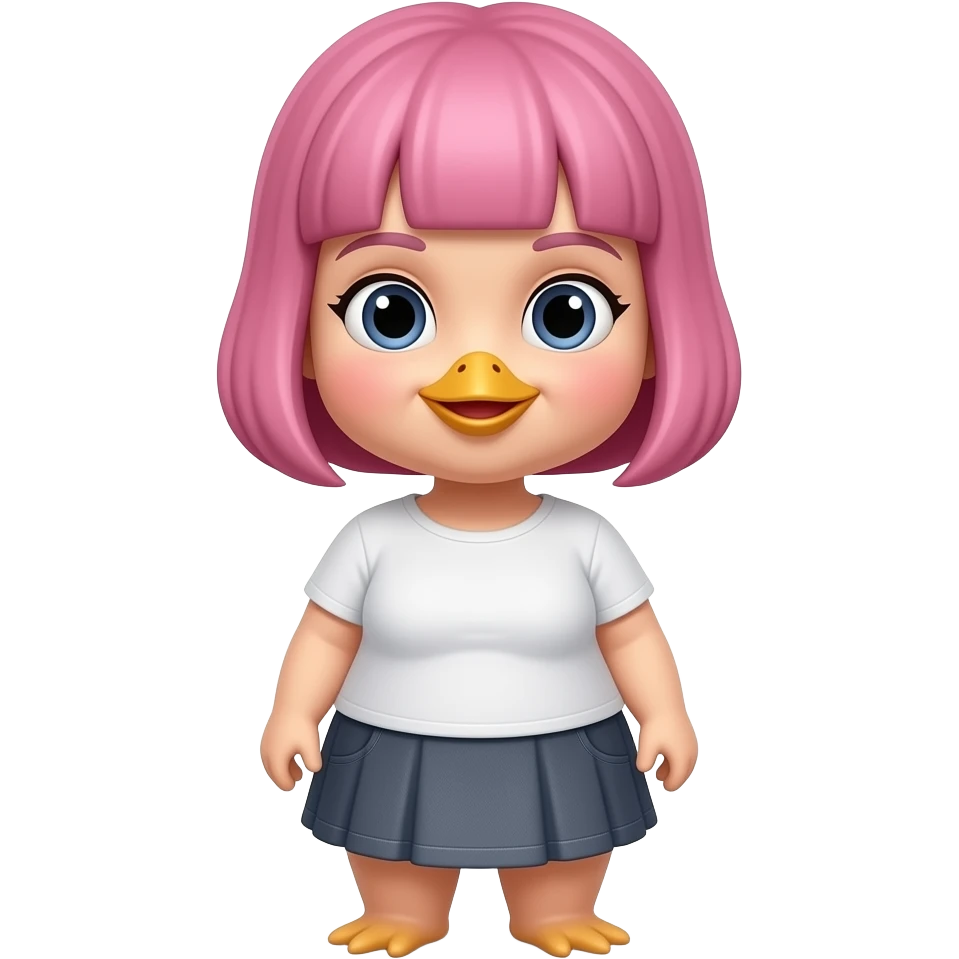 Chubby chick with short pink hair full body emoji