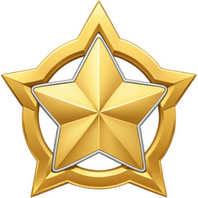 golden medal in star shape, central empty space, details in border, golden, Silver center emoji