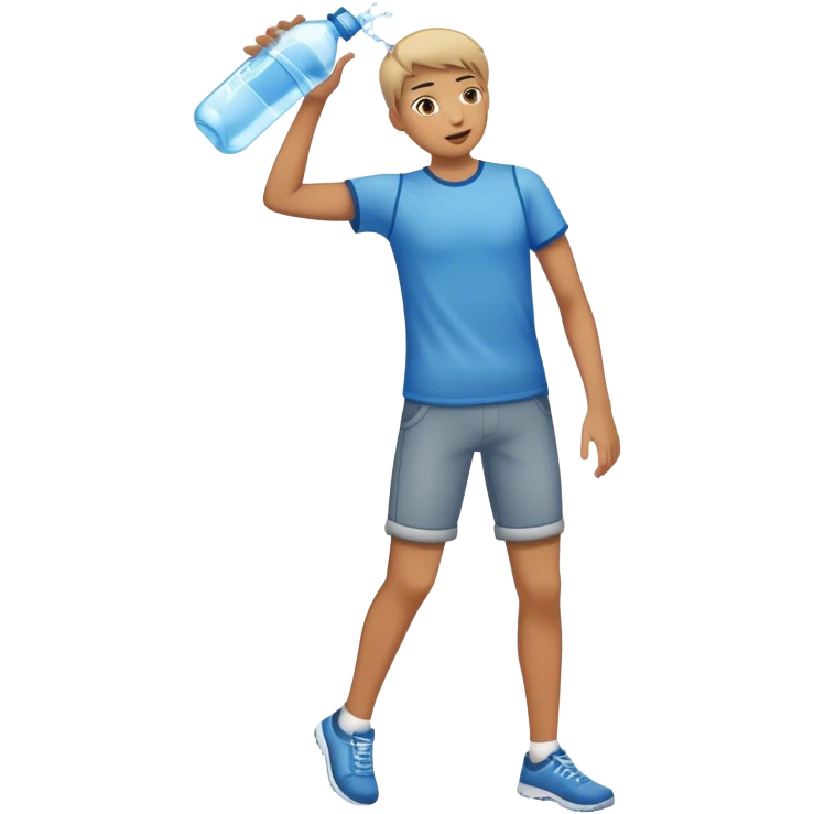 full length teenager throwing a water bottle emoji