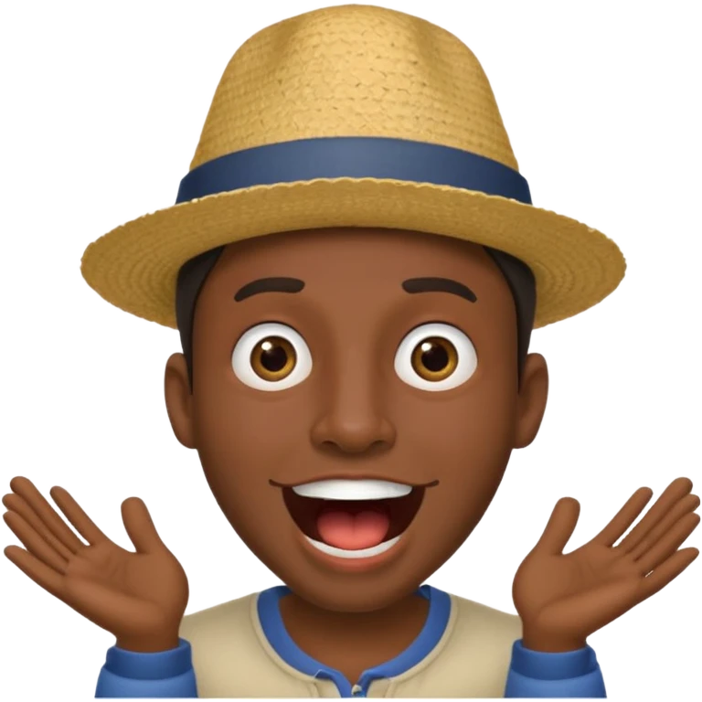 homme créole réunionnais  étonné  bouche ouverte avec chapeau emoji
