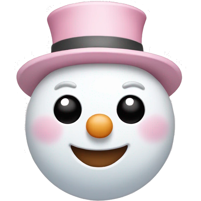 Cute white and light pink snowman emoji