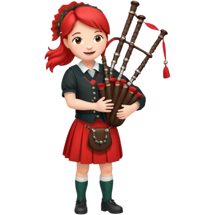 scotch girl playing bagpipe full body red skirt emoji