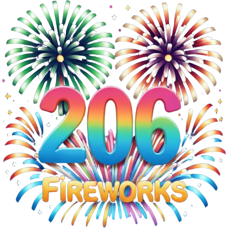 2026 in backdrop of colourful fireworks emoji