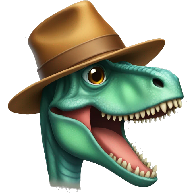 A dinosaur with a hat emoji