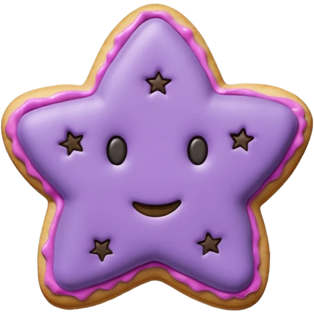 realistic pastel purple cookie with a soft, crumbly texture, fine surface cracks, matte baked finish, star-shaped jam cutout revealing glossy dark berry filling no face  emoji
