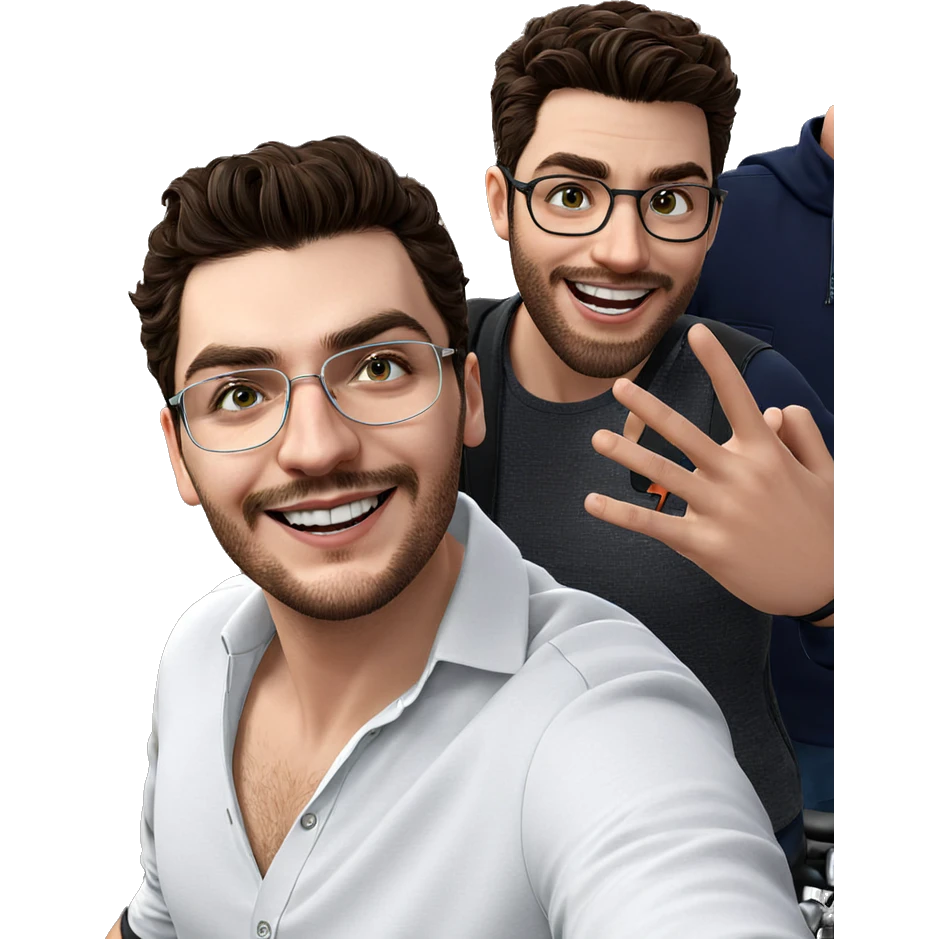 boys smiling outdoors on bikes emoji