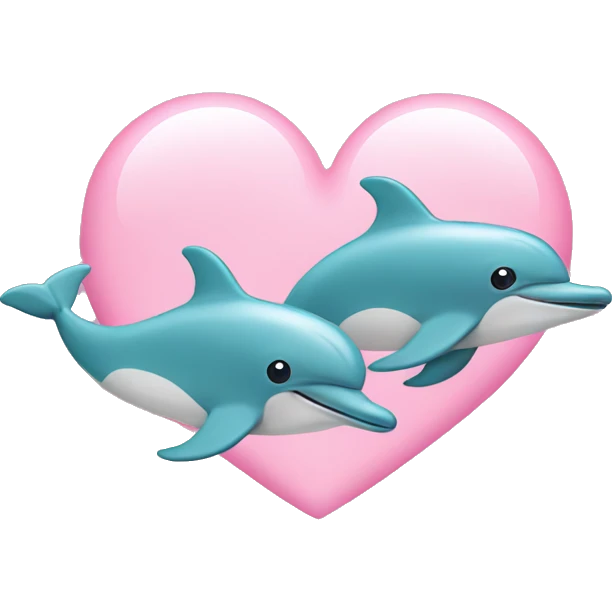 dolphins with baby pink hearts emoji