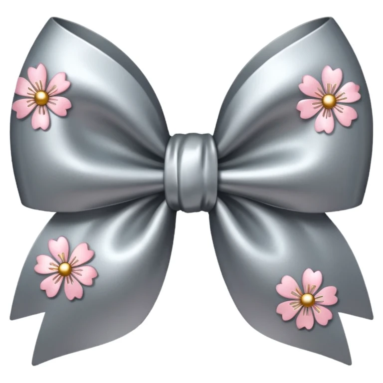 sakura bow with metallic silver finish emoji