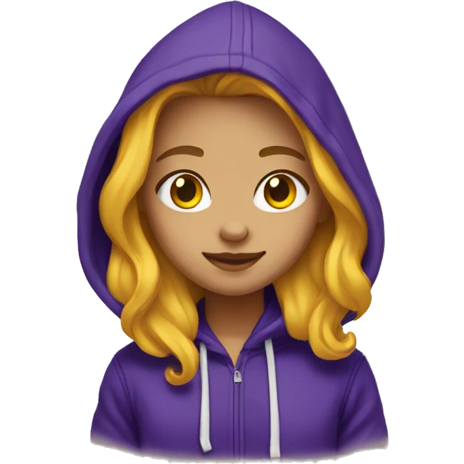 Girl with yellow hair and an LSU hoodie emoji