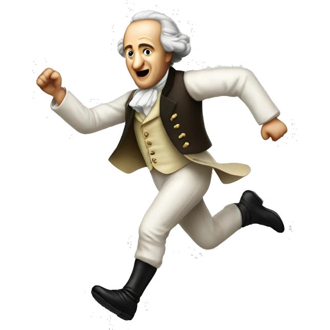 Goethe running, with a large stride and arms outstretched emoji