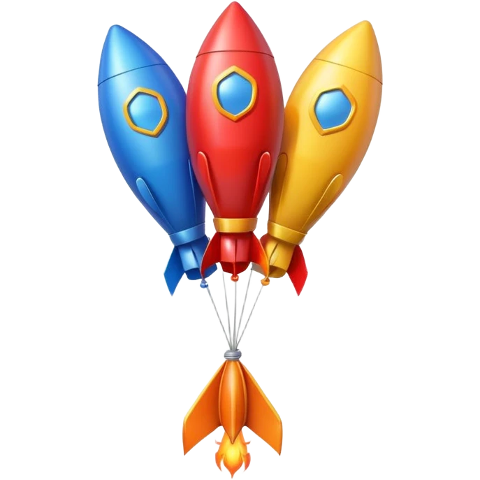 rocket shaped flying balloons with string emoji