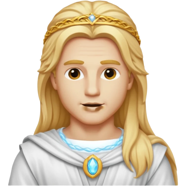 Apollo, God of Light from Gods and Goddesses with long golden blonde hair, white outfit emoji