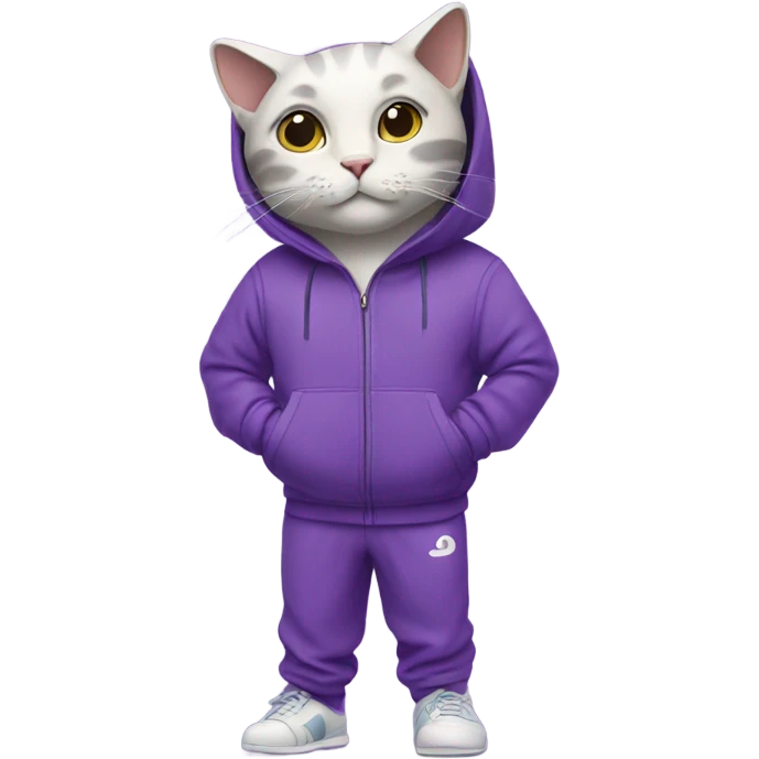 Cat in purple tracksuit emoji