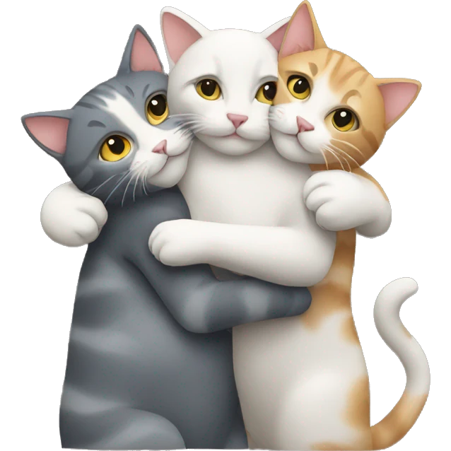 four cats hugging emoji