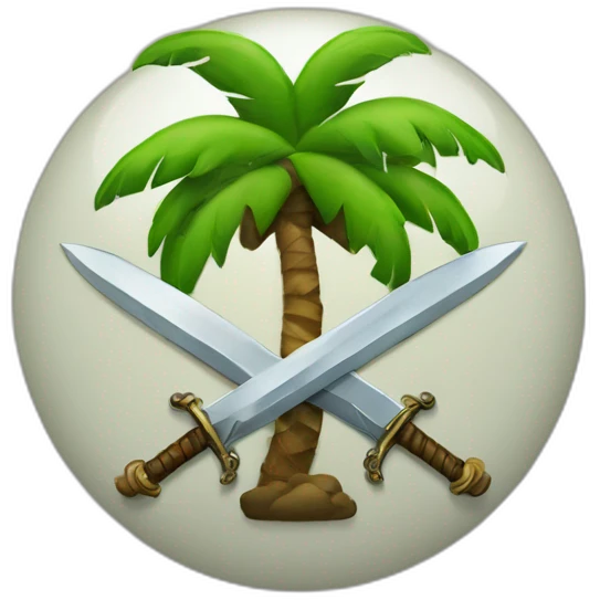 logo of two crossed swords with a palm tree in the middle emoji