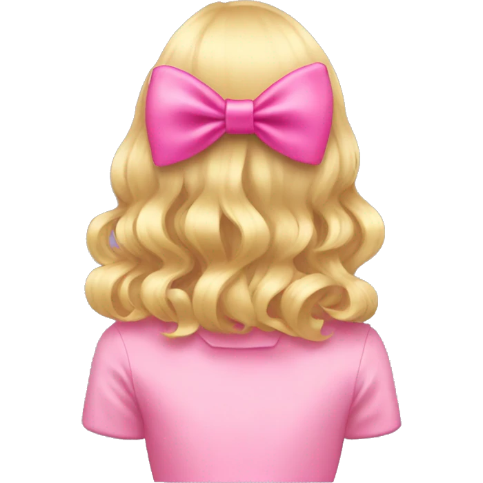 blonde open hair from behind with a pink bow emoji