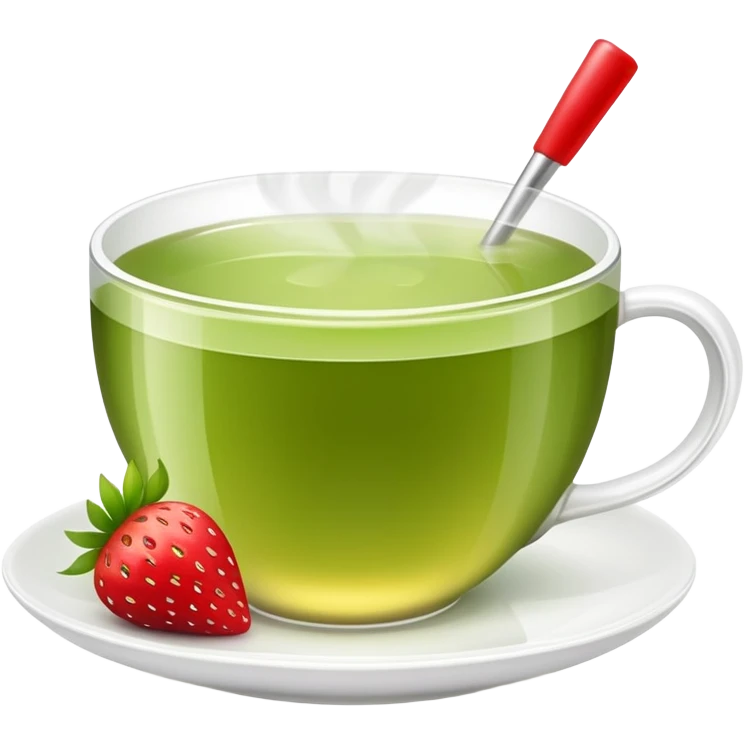 cup of green tea with a strawberry garnish emoji