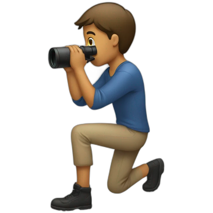 person using binoculars crouching emoji