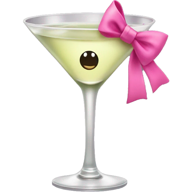 Dirty martini with a pink bow on the stem emoji