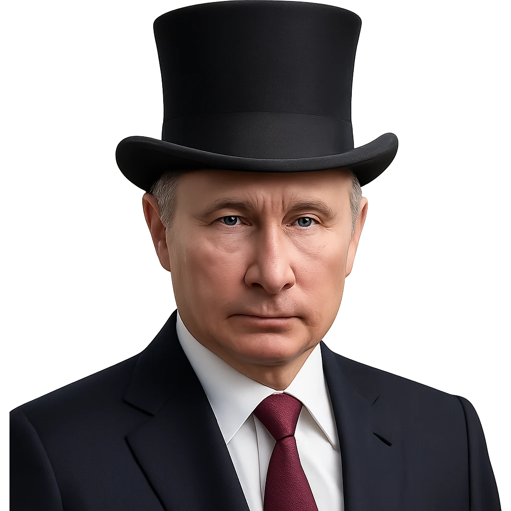 realistic Putin in a black top hat emoji