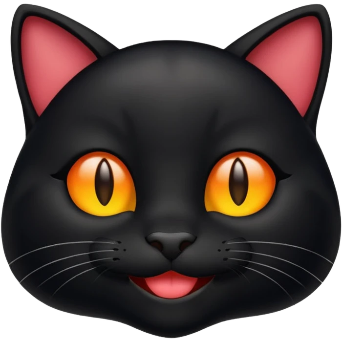 black smiling cat in the Apple style emoji