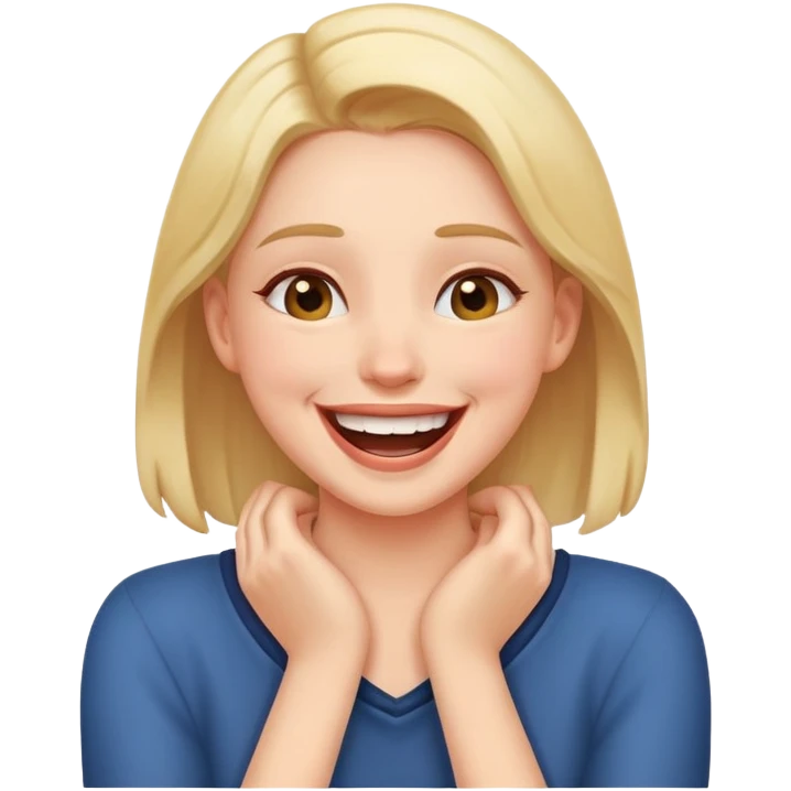 girl with hands around neck laughing emoji