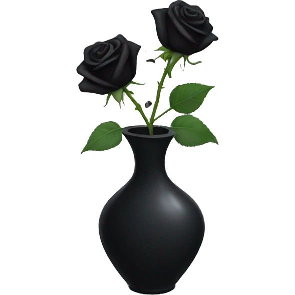 Dead black rose petals falling down from vase emoji